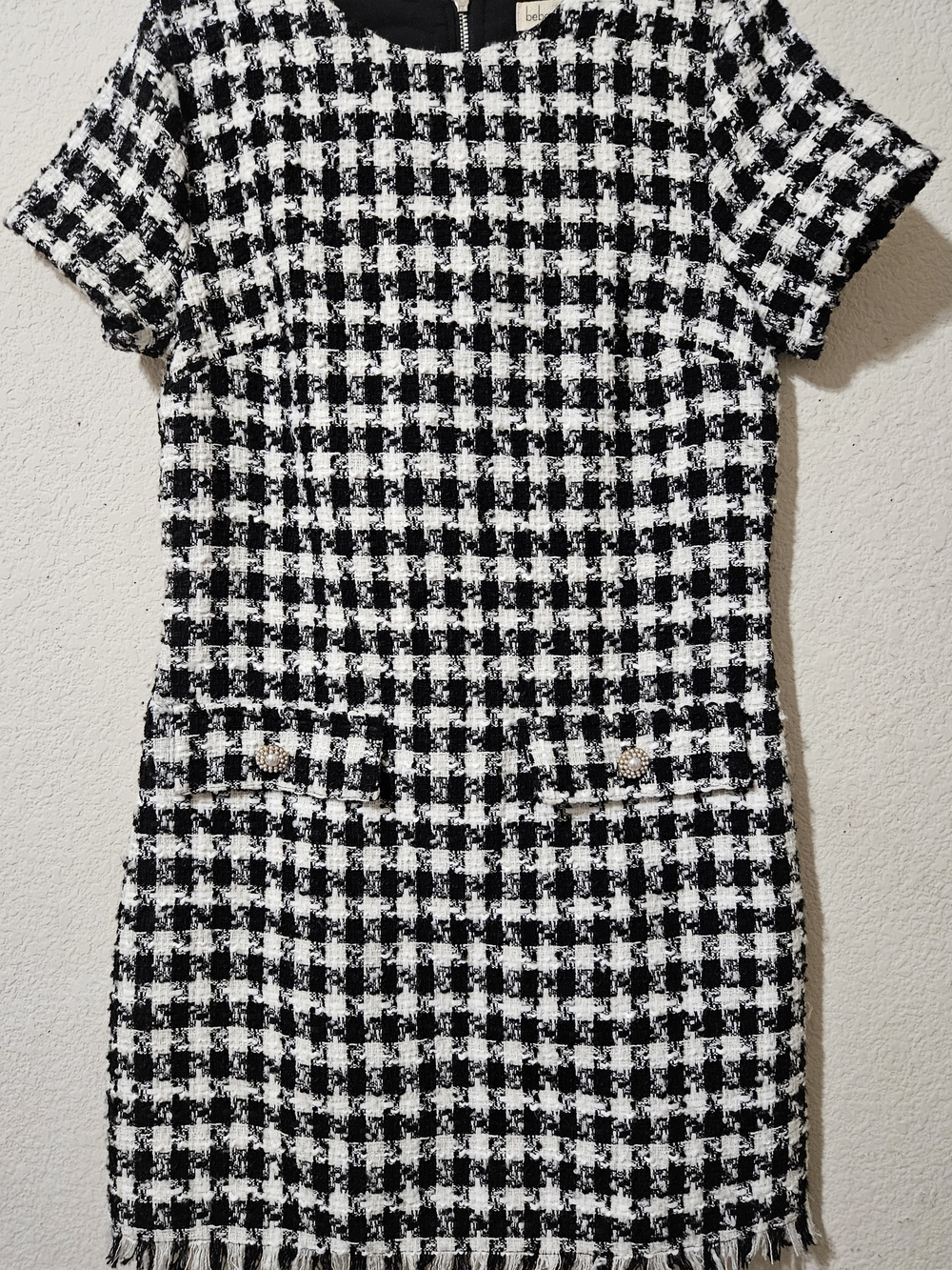 BeBop Women's Houndstooth Tweed Mini Dress - Small